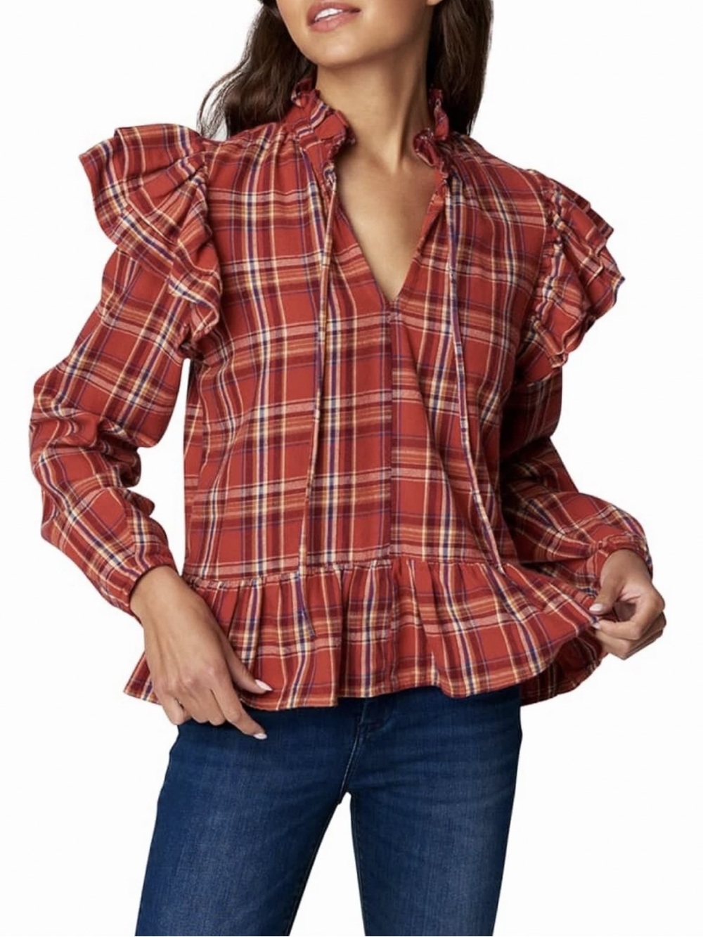 BLANK NYC Check That Out Top in red plaid